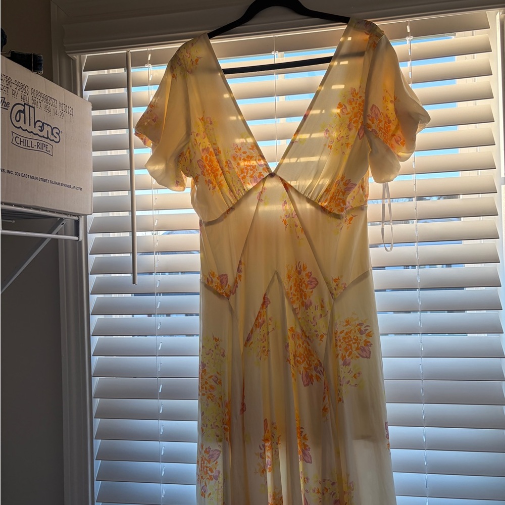 Free People Cream and Orange Floral Dress